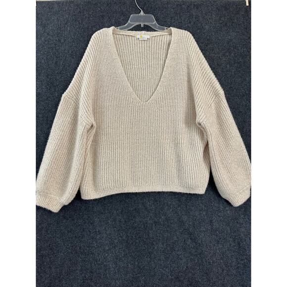 Boden Sparkle Ribbed Fluffy V-Neck Sweater US 16 18 1X XL - Picture 1 of 9